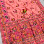 Ethereal Peach Pashmina Silk Saree With Susurrous Blouse Piece