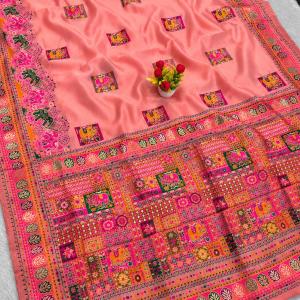 Ethereal Peach Pashmina Silk Saree With Susurrous Blouse Piece