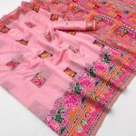 Palimpsest Pink Pashmina Silk Saree With Lagniappe Blouse Piece