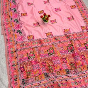Palimpsest Pink Pashmina Silk Saree With Lagniappe Blouse Piece