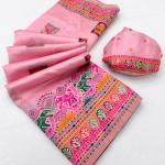 Palimpsest Pink Pashmina Silk Saree With Lagniappe Blouse Piece