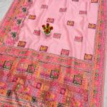 Palimpsest Pink Pashmina Silk Saree With Lagniappe Blouse Piece