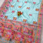 Enticing Sky Pashmina Silk Saree With Allure Blouse Piece