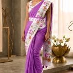 Diaphanous Lavender Printed Cotton Silk Saree With Desuetude Blouse Piece