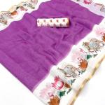 Diaphanous Lavender Printed Cotton Silk Saree With Desuetude Blouse Piece