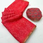 Posh Dark Pink Printed Cotton Silk Saree With Demesne Blouse Piece
