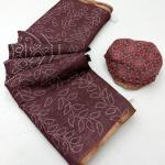 Glowing Brown Printed Cotton Silk Saree With Admirable Blouse Piece