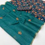 Opulent Rama Printed Cotton Silk Saree With Cynosure Blouse Piece