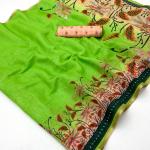 Exuberant Parrot Printed Cotton Silk Saree With Surreptitious Blouse Piece