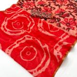 Scrumptious Red Printed Cotton Silk Saree With Seraphic Blouse Piece