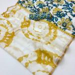 Elision Off White Printed Cotton Silk Saree With Dissemble Blouse Piece