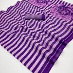 Majesty Purple Printed Cotton Silk Saree With Enigmatic Blouse Piece