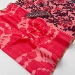 Whimsical Pink Printed Cotton Silk Saree With Hypnotic Blouse Piece
