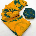 Panache Yellow Printed Cotton Silk Saree With Staring Blouse Piece