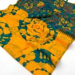 Panache Yellow Printed Cotton Silk Saree With Staring Blouse Piece