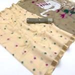 Glamorous Beige Pure Munga Cotton Silk Saree With Flaunt Blouse Piece