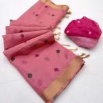 Exemplary Pink Pure Munga Cotton Silk Saree With Splendiferous Blouse Piece