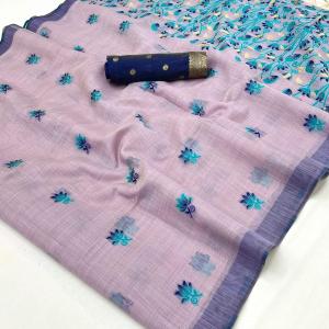 Zephyr Lavender Pure Munga Cotton Silk Saree With Impressive Blouse Piece
