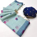 Scintilla Sea Green Pure Munga Cotton Silk Saree With Gossamer Blouse Piece