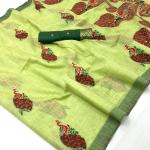 Majestic Parrot Pure Munga Cotton Silk Saree With Resonant Blouse Piece