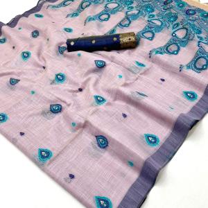 Lassitude Lavender Pure Munga Cotton Silk Saree With Stunning Blouse Piece