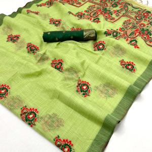 Mesmerising Parrot Pure Munga Cotton Silk Saree With Fugacious Blouse Piece