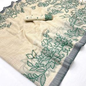 Lissome Beige Pure Munga Cotton Silk Saree With Amazing Blouse Piece