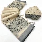Desiring Beige Pure Munga Cotton Silk Saree With Stunning Blouse Piece