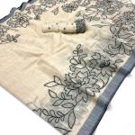 Desiring Beige Pure Munga Cotton Silk Saree With Stunning Blouse Piece