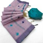 Panoply Lavender Pure Munga Cotton Silk Saree With Sensational Blouse Piece
