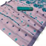 Panoply Lavender Pure Munga Cotton Silk Saree With Sensational Blouse Piece