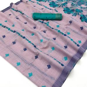 Panoply Lavender Pure Munga Cotton Silk Saree With Sensational Blouse Piece