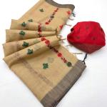 Winsome Beige Pure Munga Cotton Silk Saree With Vivacious Blouse Piece
