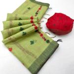 Snappy Pista Pure Munga Cotton Silk Saree With Propinquity Blouse Piece