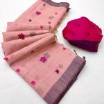 Moiety Pink Pure Munga Cotton Silk Saree With Demure Blouse Piece