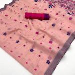 Moiety Pink Pure Munga Cotton Silk Saree With Demure Blouse Piece