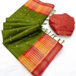 Exemplary Green Pure Zari Weaving Banarasi Tussar Silk Saree With Cynosure Blouse Piece