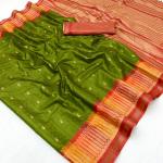 Exemplary Green Pure Zari Weaving Banarasi Tussar Silk Saree With Cynosure Blouse Piece