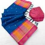Pleasurable Navy Blue Pure Zari Weaving Banarasi Tussar Silk Saree With Lassitude Blouse Piece