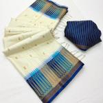 Snazzy Off White Pure Zari Weaving Banarasi Tussar Silk Saree With Traditional Blouse Piece