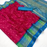 Palimpsest Wine Pure Zari Weaving Banarasi Tussar Silk Saree With Aplomb Blouse Piece