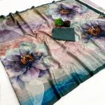 Evanescent Multicolor Digital Printed Satin Silk Saree With Comely Blouse Piece