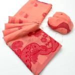 Mesmerising Peach Jamdani Cotton Silk Saree With Deserving Blouse Piece
