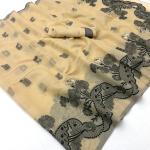 Exquisite Beige Jamdani Cotton Silk Saree With Stunning Blouse Piece
