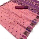 Devastating Pink Pure Munga Cotton Silk Saree With Angelic Blouse Piece