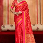 Scintilla Red Pure Zari Weaving Banarasi Silk Saree With Stylish Blouse Piece