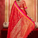 Scintilla Red Pure Zari Weaving Banarasi Silk Saree With Stylish Blouse Piece