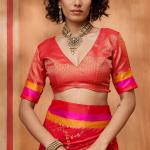 Scintilla Red Pure Zari Weaving Banarasi Silk Saree With Stylish Blouse Piece