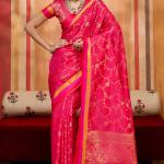 Exquisite Pink Pure Zari Weaving Banarasi Silk Saree With Smart Blouse Piece
