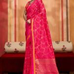 Exquisite Pink Pure Zari Weaving Banarasi Silk Saree With Smart Blouse Piece